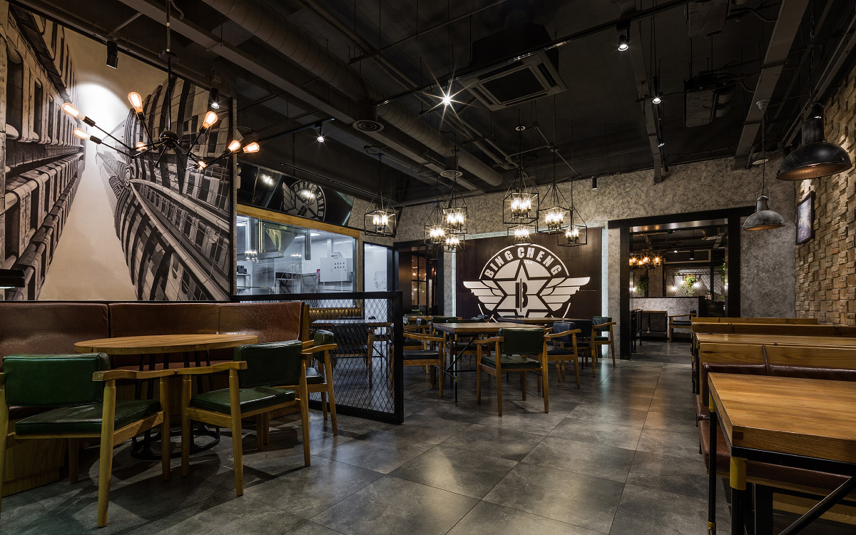 燒烤店空間設計實景圖,燒烤店空間設計效果圖