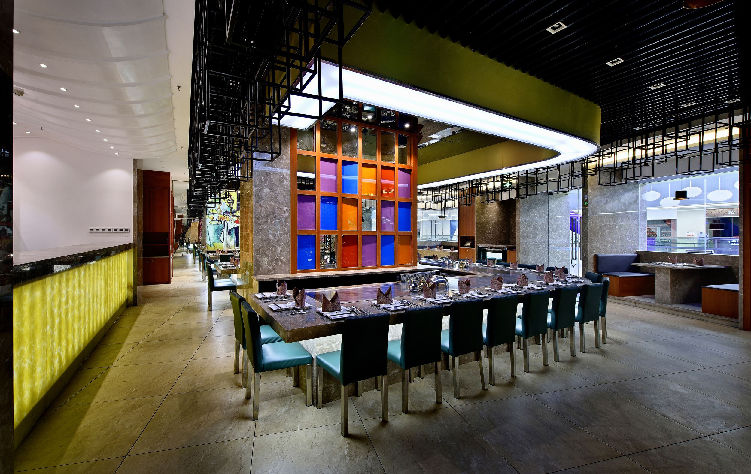 鐵板燒店裝修設(shè)計(jì)布局圖,鐵板燒店裝修設(shè)計(jì)實(shí)景圖