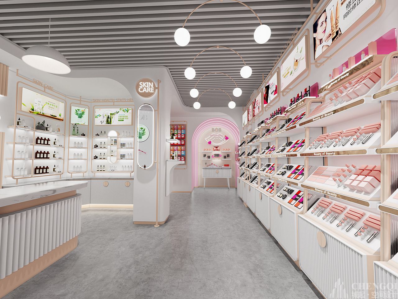 化妝品店空間設(shè)計效果圖,化妝品店空間設(shè)計布局圖