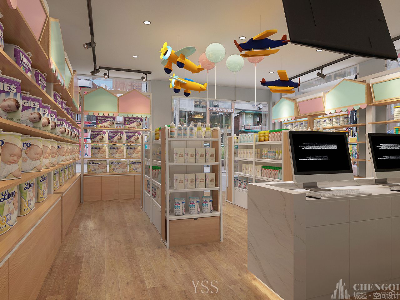 母嬰店設計效果圖,母嬰店裝修設計圖片