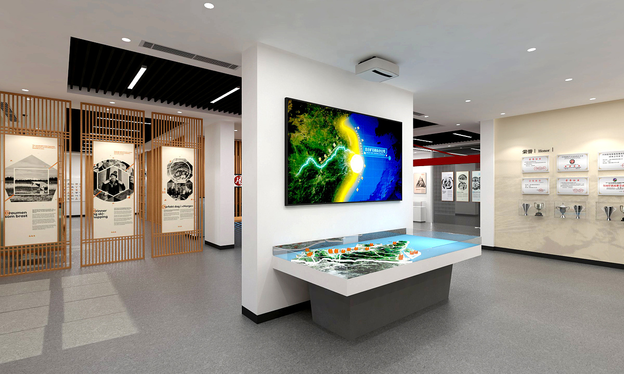紅色展廳設計效果圖,紅色展廳裝修設計效果圖