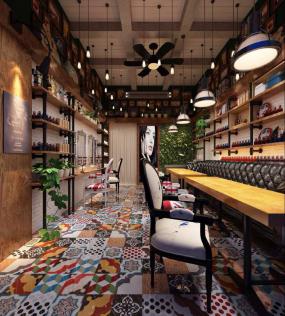 美甲店深黃色木地板裝修效果圖片