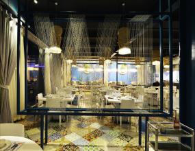 火鍋店門面包間室內(nèi)餐桌椅子裝修效果圖片欣賞