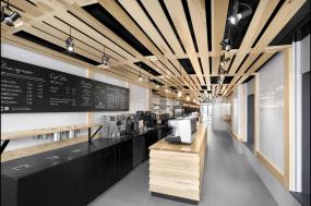超市奶茶店綠色墻面裝修效果圖片