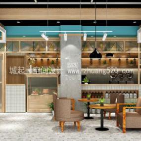 簡約風(fēng)格奶茶店裝飾設(shè)計效果圖片