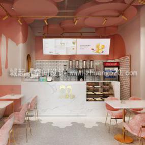 簡(jiǎn)約風(fēng)格奶茶店裝潢效果圖