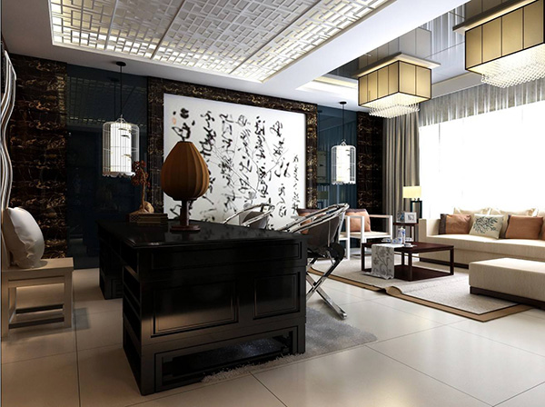 中式風格<a href=http://m.tt45tt.cn target=_blank class=infotextkey>辦公室裝修</a>效果圖片